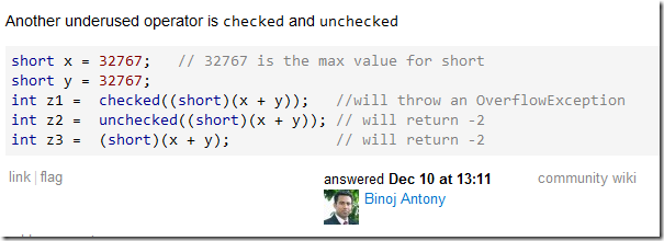 C# (checked) keyword – Learn something new every day - Developing on ...